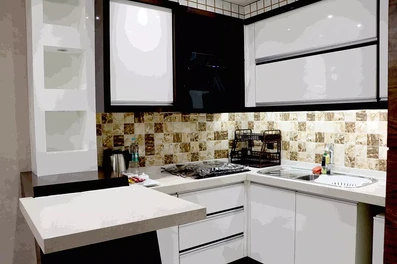 نمای آشپزخانه سوئیت های هتل آپارتمان بعثت اصفهان